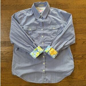Lily Pulitzer Blue & White Striped Button Down Shirt Size XLarge